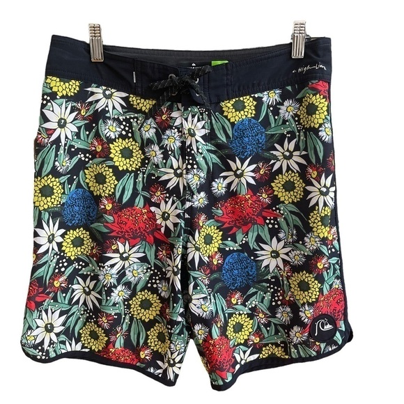 Quiksilver‎ Swim Bathing Suit Highline Dry Flight Floral Print Water Repellent - Picture 1 of 6
